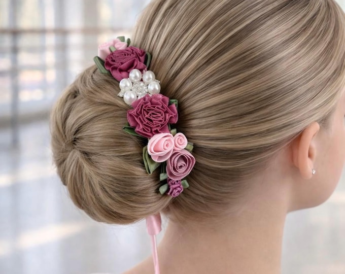 Dusty Pink Ballet Bun Wrap | Dance Recital Hair Piece | Ballerina Bun Accessory