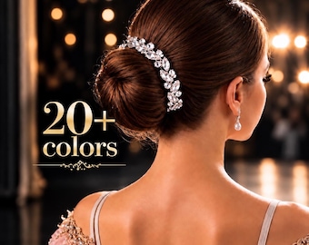 Rhinestone Bun Wrap, Ballet Hairpiece, Dance Performance Accessory, Crystal Crown, 20+ Colors