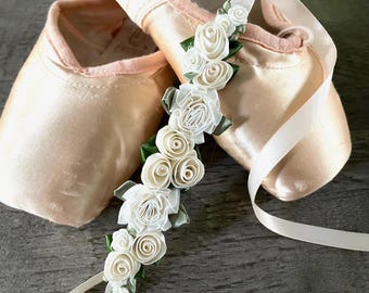 Ivory Floral Ballet Bun Wrap: Flower Girl Hair Garland