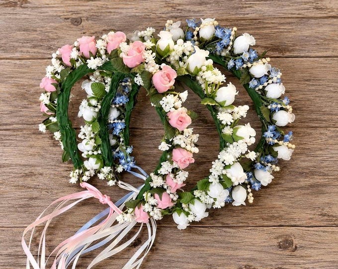 Floral Ballet Hair Wreath, Dance Recital Headpiece, Flower Girl Crown, First Communion Halo