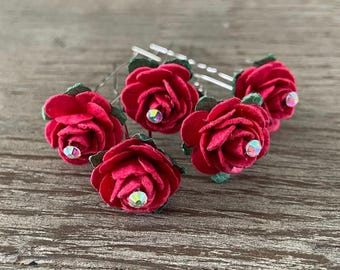 Assorted Color Mulberry BunPins (floral hair pins, bridesmaid  bun pins, ballet pins, hair flowers, bridal bun pins, flower girl pin)