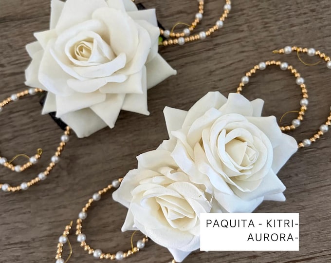 Ivory White Rose Ballet Headpiece: Paquita, Kitri, Aurora, Awakening of Flora Flower for Competitions