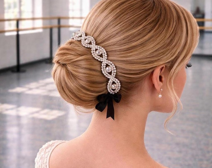 Dance Rhinestone Hairpiece | Recital Bun Wrap | Infinity Crystal Bride Hair Vine