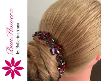 Garnet Jewel BunWreath (burgundy crystal hair piece, Burgundy BunWrap, bun Crown, ballet wrap, Burgundy Jewel Bun Wrap, Jewel Hair Garland)
