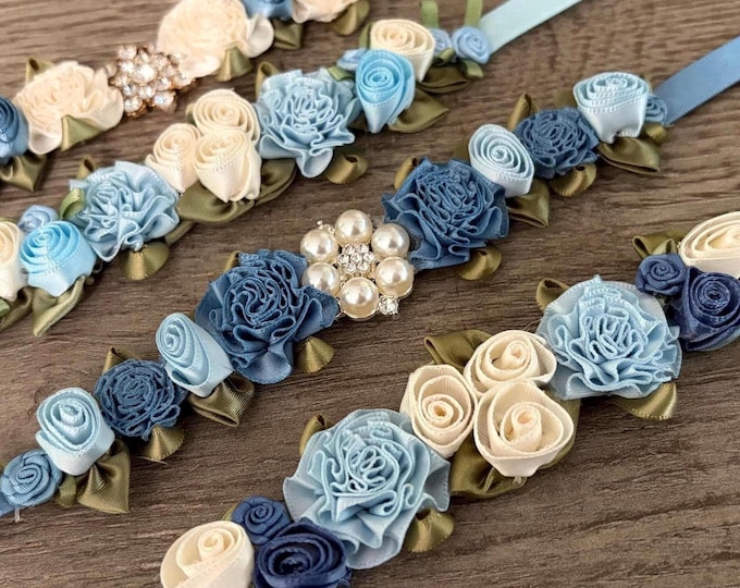 Giselle Blue Floral BunWrap Collection, Dance Bun Hairpiece, Ballet Hair Accessory