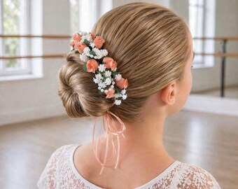 Orange Ballet Hair Wreath: Peach Ballet Head Piece, Coppelia Hairpiece