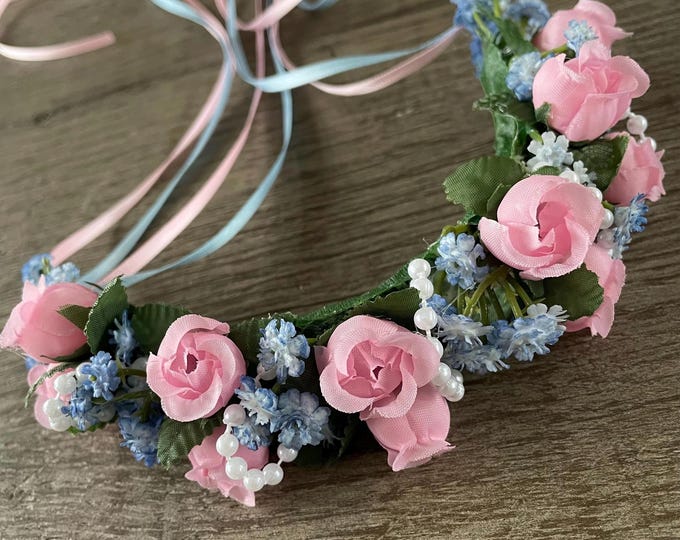 Pastel Pink Rose Ballet Hair Garland: Giselle Dance Headpiece