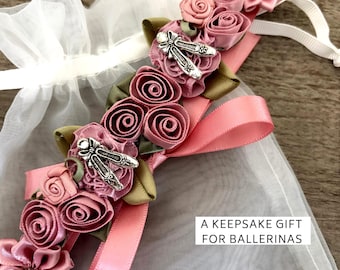 Dance Gift for Ballerina | Ballet Hair Accessory with Slipper Charms | Recital Keepsake Gift
