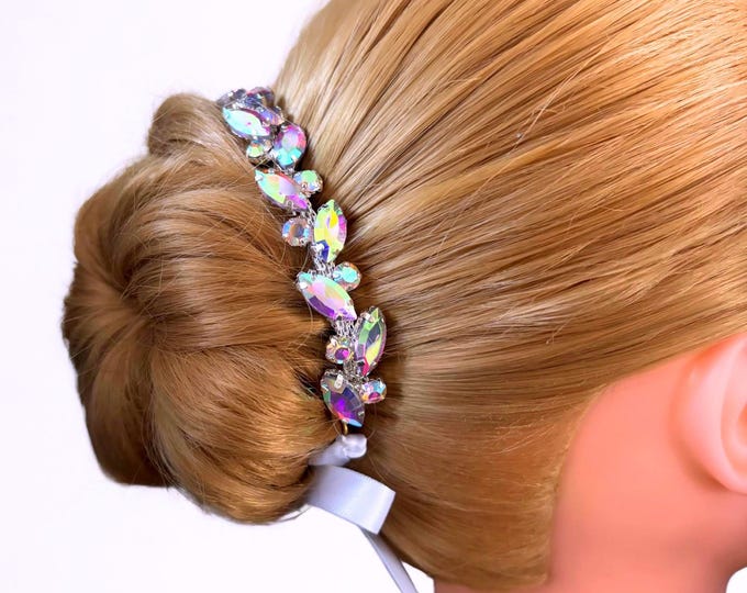 AB Rhinestone Bridal Hair Piece: Silver Hair Jewelry