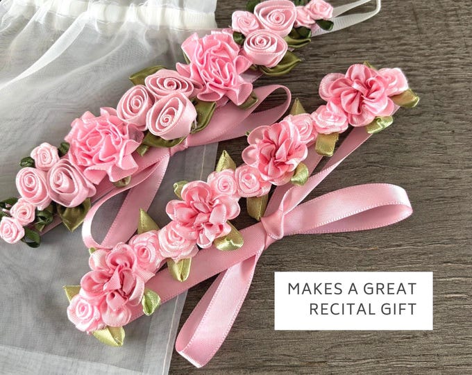 Ballet Bun Wrap Set Pink Rose Hair Accessory for Dancers, dance recital gift