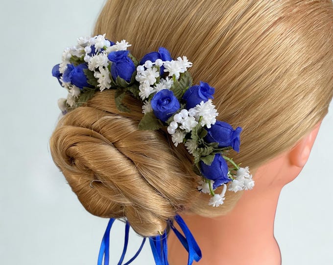 Royal Blue Ballet Bun Wrap – Classical Recital Hairpiece, Dance Performance Bun Crown, Giselle Headpiece