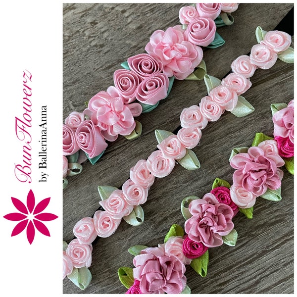 Pink BunWrap Bundle (pink ballet wrap, pink bun wrap, ballet gift set, floral hair garland, pink bun crown, pink bun wreath, bunflowerz)