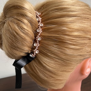 Rose Gold Rhinestone Bun Wrap: Ballet Hairpiece