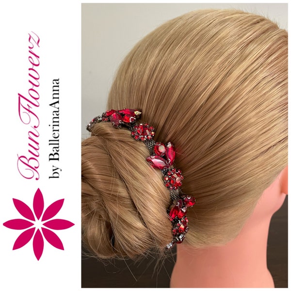 Ruby Red Jewel BunWreath (YAGP hair piece, red BunWrap, bun Crown, ballet wrap, red hair crown, Red Jewel Bun Wrap, Jewel Hair Garland)