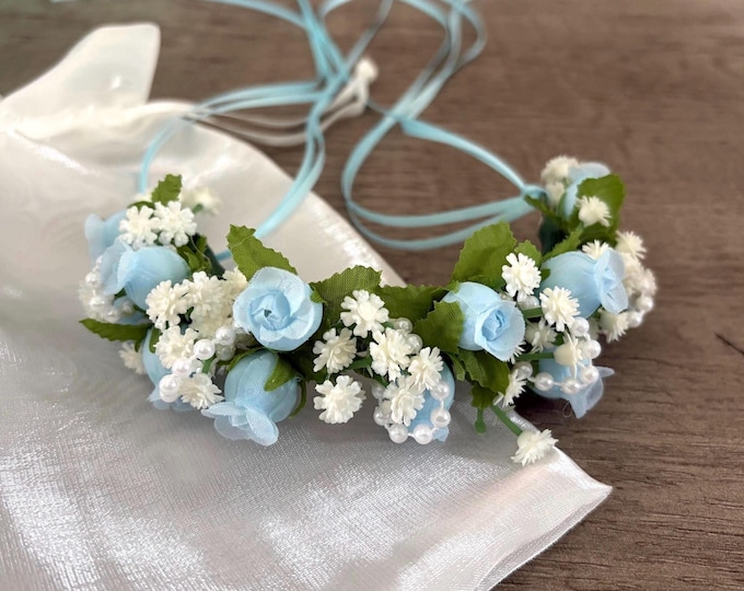 Pastel Blue Ballet Bun Flower Crown: Giselle Hair Garland