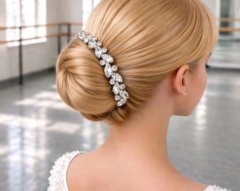 Silver Rhinestone Bun Wrap: Bridal Ballet Hair Piece