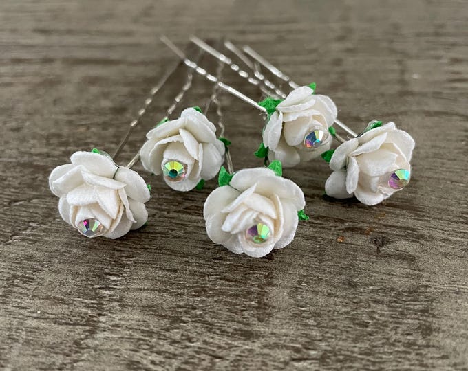 White Mulberry hairpins: Set of bridal or ballet Bun Pins