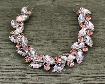 Pink Crystal Bun Wrap: Rhinestone Ballet Hairpiece