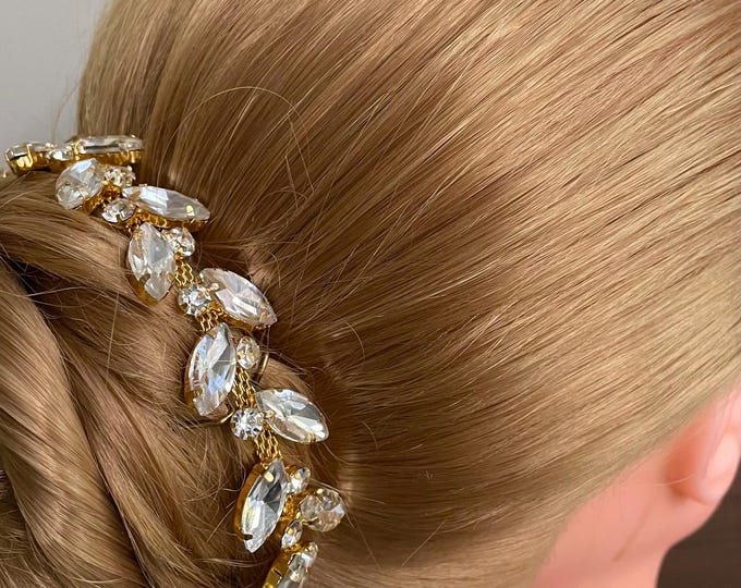 BunFlowerz Gold AB Rhinestone BunWreath (gold bridal hair piece, ballet BunWrap, gold bunwrap, topaz ballet wrap, paquita jewel hairpiece)