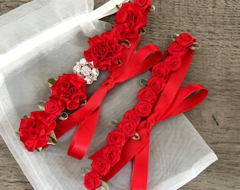 Red Ballet Bun Wrap Collection – Rhinestone BunWrap for Dance – Recital Hair Accessory