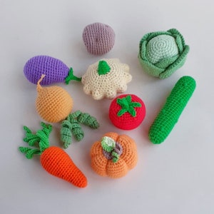 Crochet food play kitchen Montessori toys 1 old year Sensory kit educational toys Montessori materials vegetables pretend play Waldorf toys