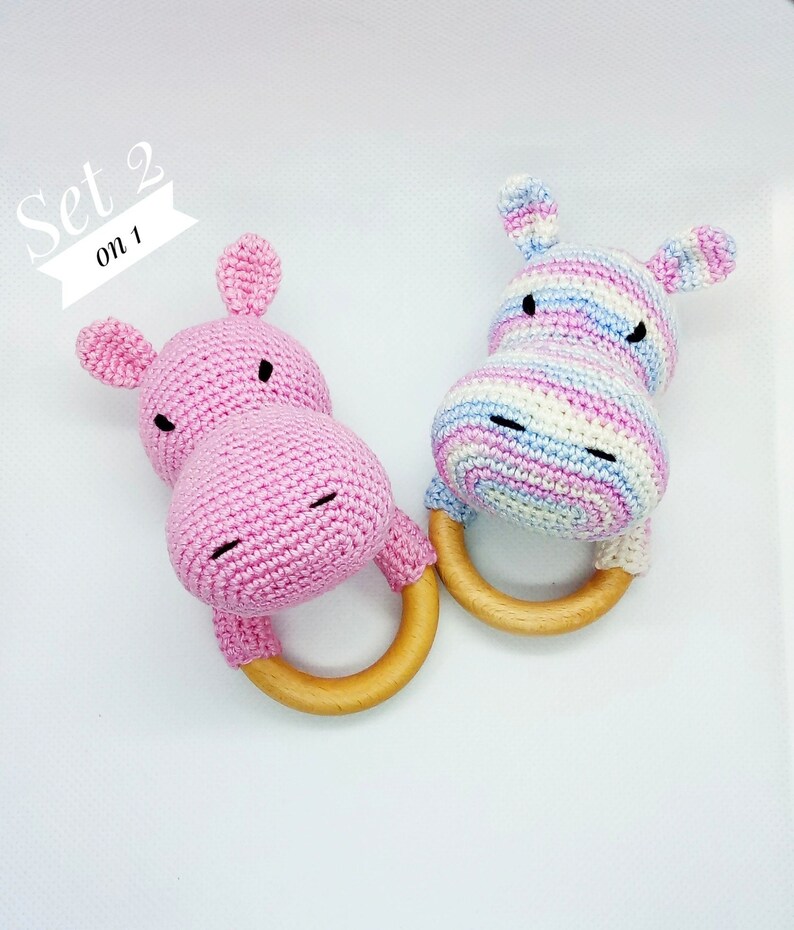 Baby rattles toy Hippo / Eco friendly first teether baby Etsy
