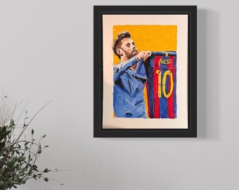 Print of Messi. From Original Oil painting of Lionel Messi. Multiple Sizes Available