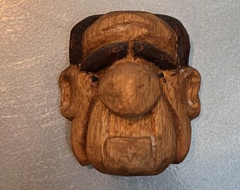 Grumpy Man Magnet. Hand Carved Wooden Magnet