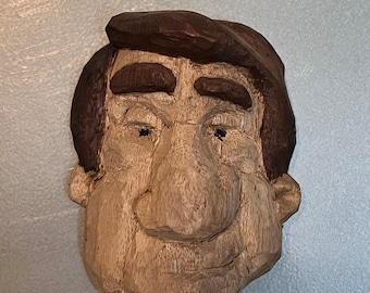 Silly Man With Magnet. Hand Carved Wooden Magnet