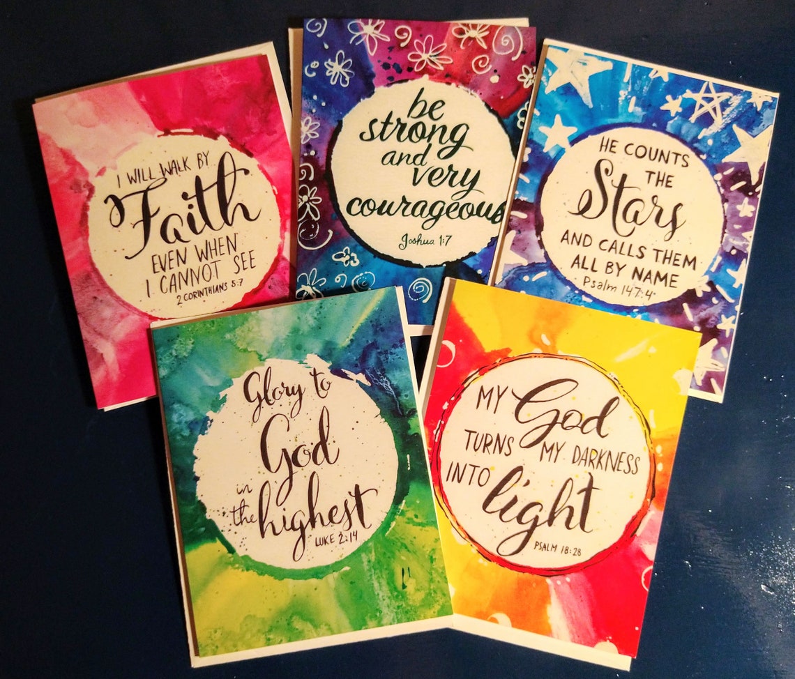 Scripture Greeting Card Set Christian Religious Blank Etsy