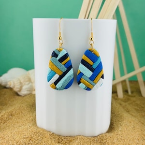 Summer in Greece Earrings, polymer clay, hand made, greek, greek style, unique, jewelry, fimo, cernit, stainless steel, mothers day, gift