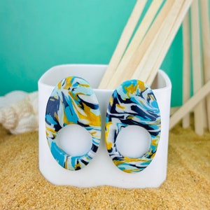 Summer in Greece Errings, polymer clay, hand made, greek, greek style, unique, jewelry, fimo, cernit, stainless steel, mothers day, gift