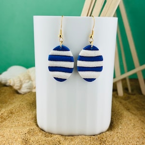 Summer in Greece Earrings, polymer clay, hand made, greek, greek style, unique, jewelry, fimo, cernit, stainless steel, mothers day, gift