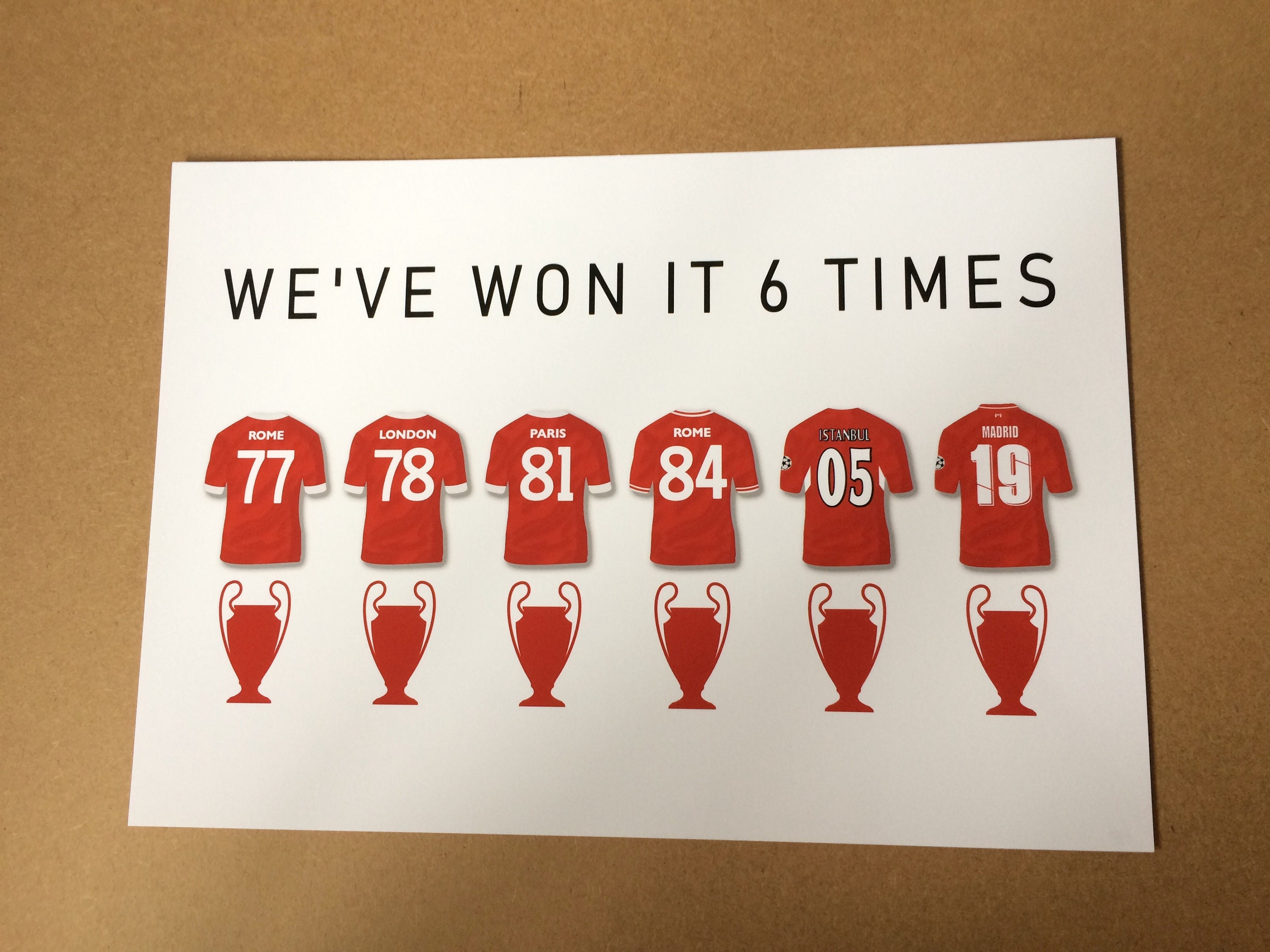 Liverpool - 6 Times A4 Print - Etsy