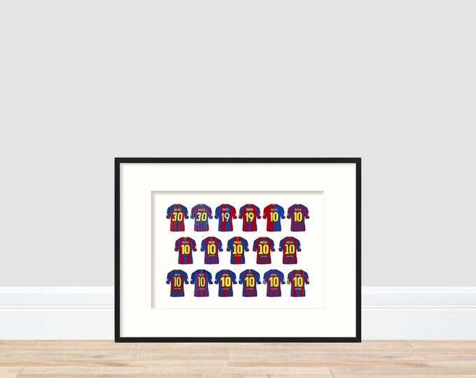 Lionel Messi - FC Barcelona Home Shirts A4 Print