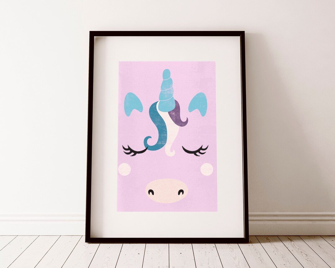 Unicorn Face Print - Nursery Wall Art, New Baby Gift, Animals Wall Decor, Nursery Wall Print ...