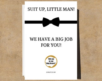 Ring Bearer Proposal Card - Will You Be Our Ring Bearer, Will You Be My Ring Bearer, Scratch Off Card, Jr. Groomsman Proposal
