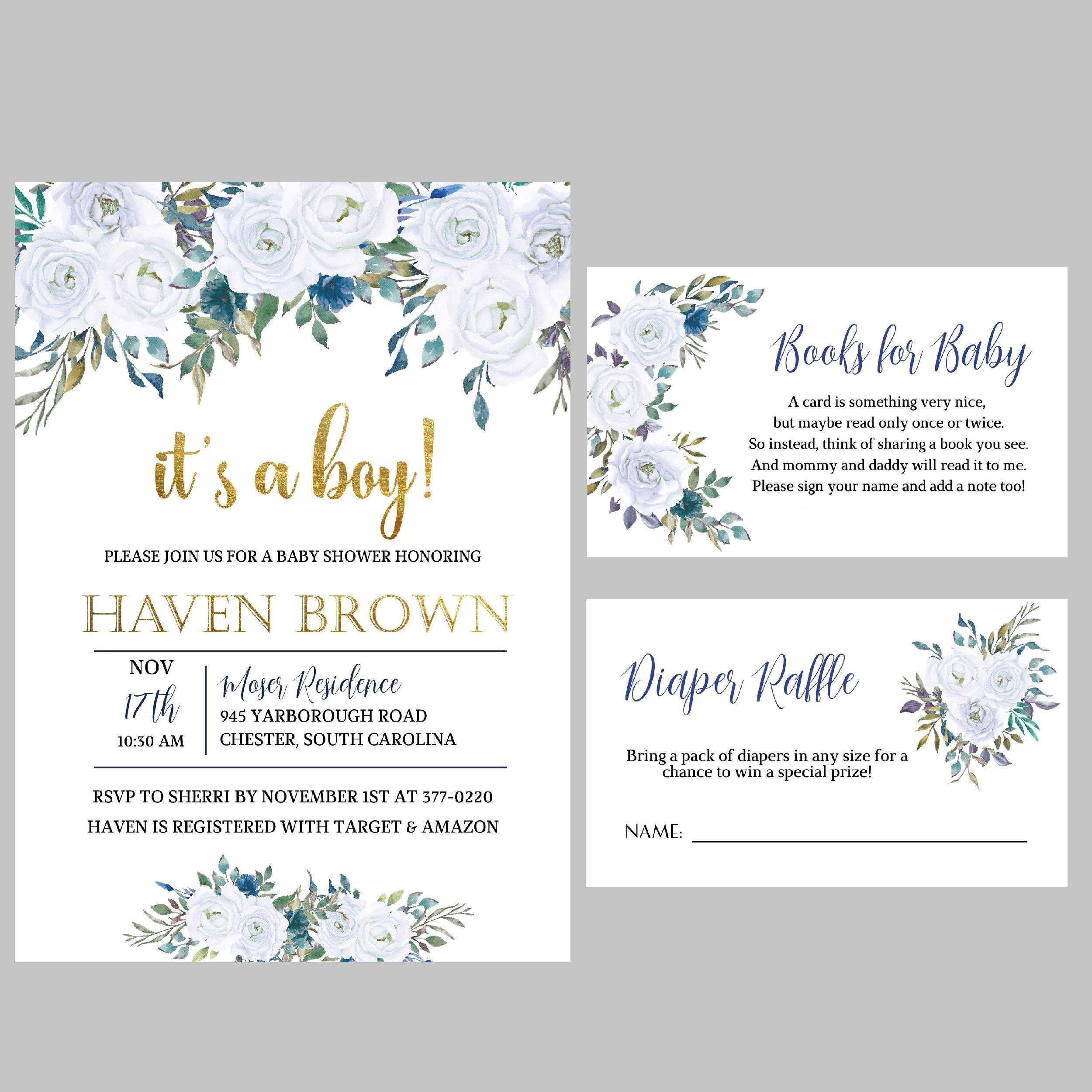 It S A Boy Baby Shower Boy Brunch Invitation Floral Blue Etsy