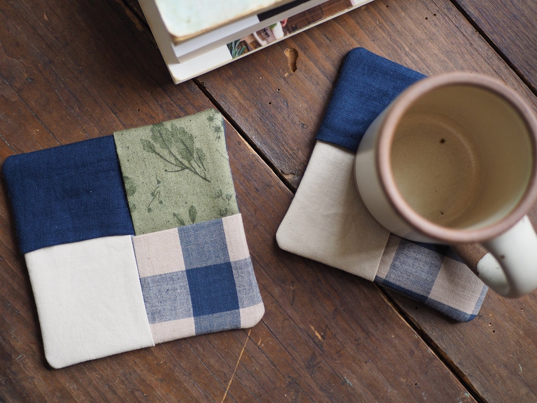 Set of Handmade Botanical Print Quilt Coasters Etsy