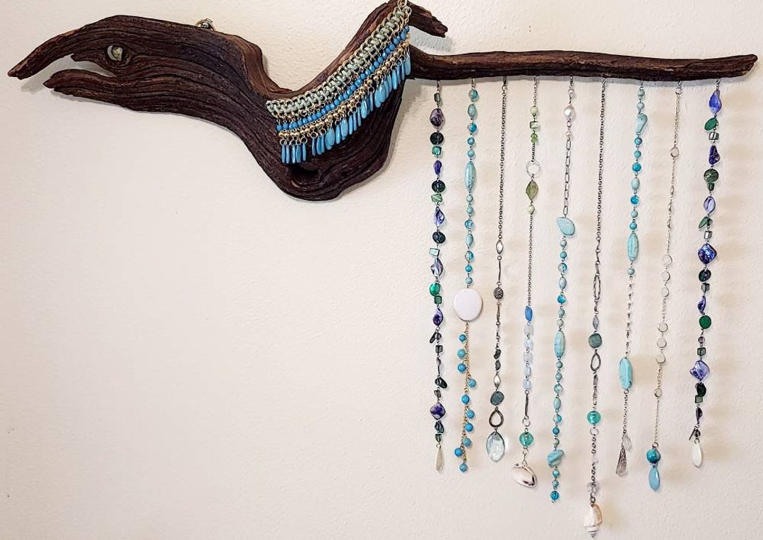 Handmade Driftwood Beaded Wall Hanging Etsy