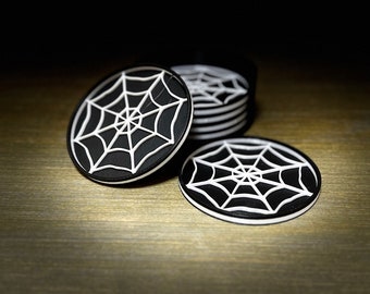 3D Printed Spider Web Coaster Set – Gothic Halloween Decor