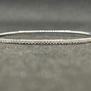 14k solid white gold and diamond bangle bracelet with 0.33 ct. SI1 clarity, G color natural brilliant diamonds