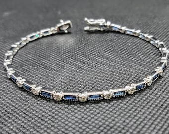 Blue Sapphire White Gold Bracelet | Etsy