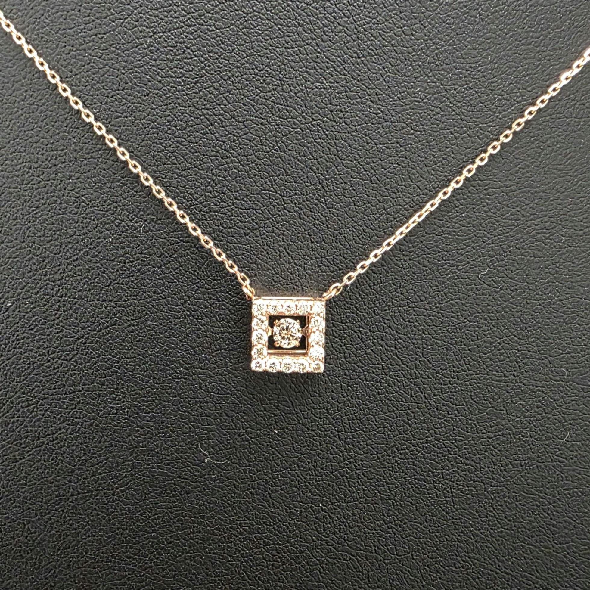 14k solid rose gold dancing diamond necklace with 0.30 ct. natural champagne diamonds.