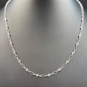 14k solid white gold hand made 22&quot; diamond necklace with 0.65 ct. SI1 clarity, G color natural brilliant diamonds.