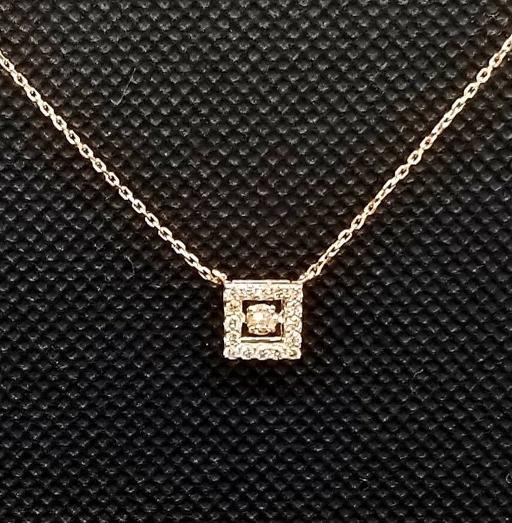 Rose gold dancing diamond necklace deals