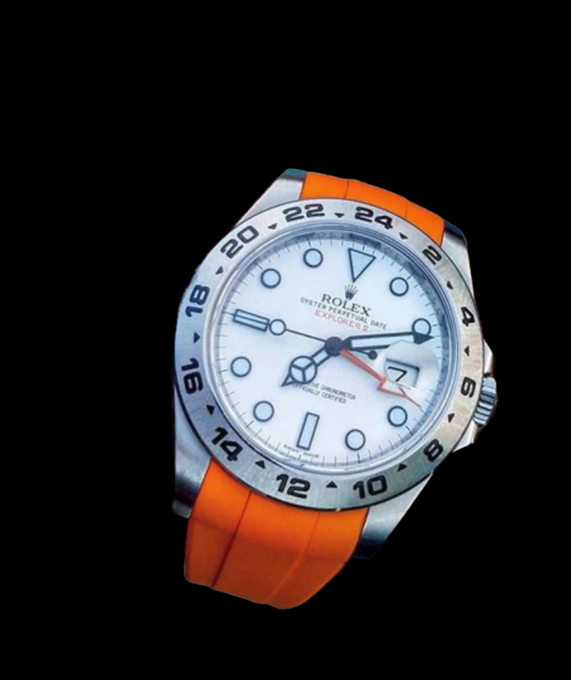 Rolex explorer ii with rubber clearance strap
