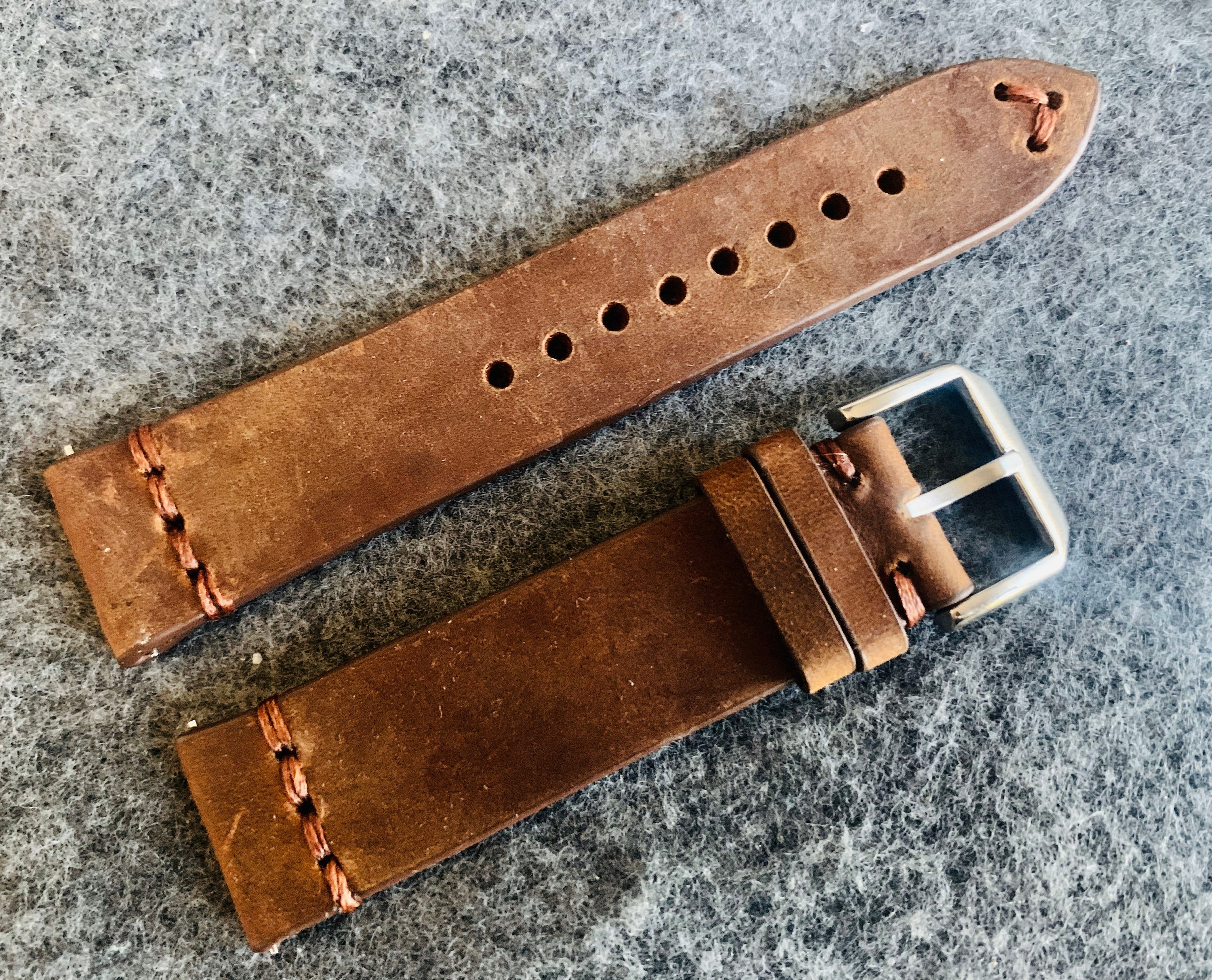 BROWN Crazy Horse Leather Vintage Watch Strap BROWN LINE - Etsy