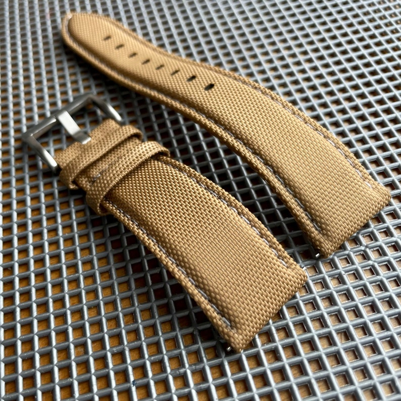 TAN / BEIGE Sailcloth Canvas/Leather watch band strap Matching Etsy