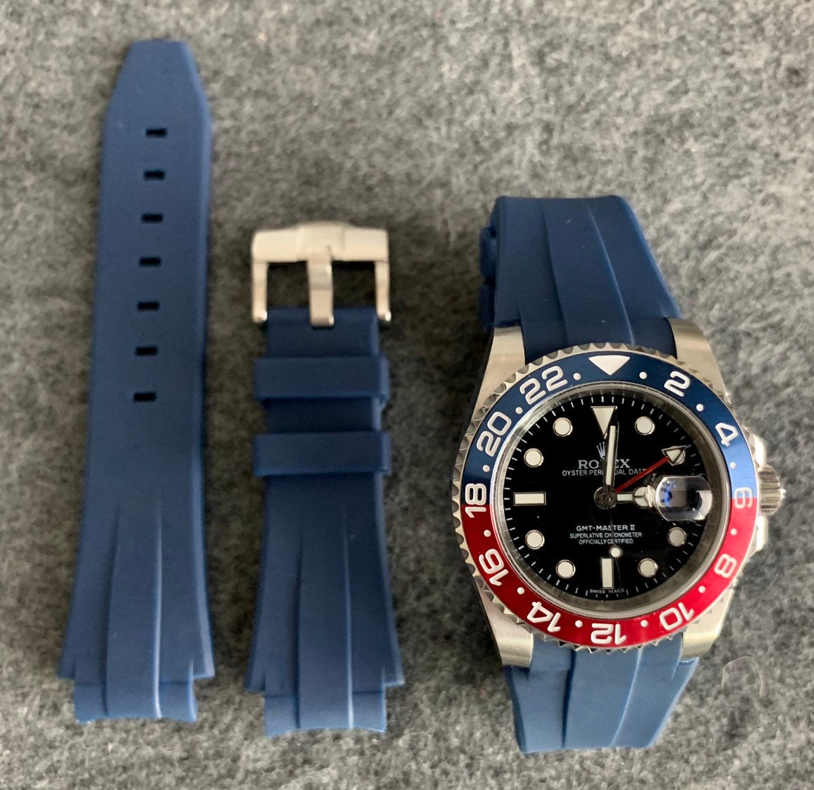 20mm Rubber All BLUE Strap for Rolex 